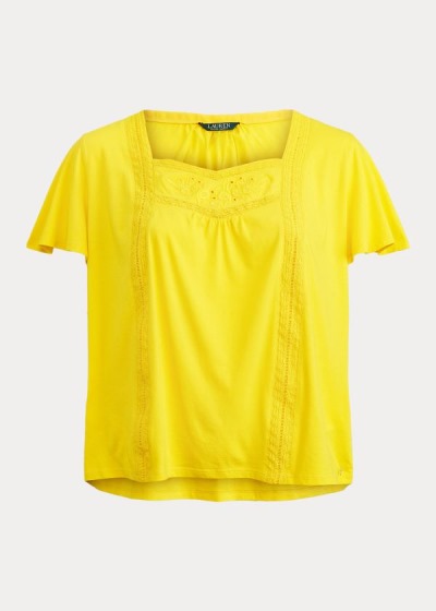 Tops Ralph Lauren Mujer Amarillos - Jersey Flutter-Sleeve - VGZMF8701